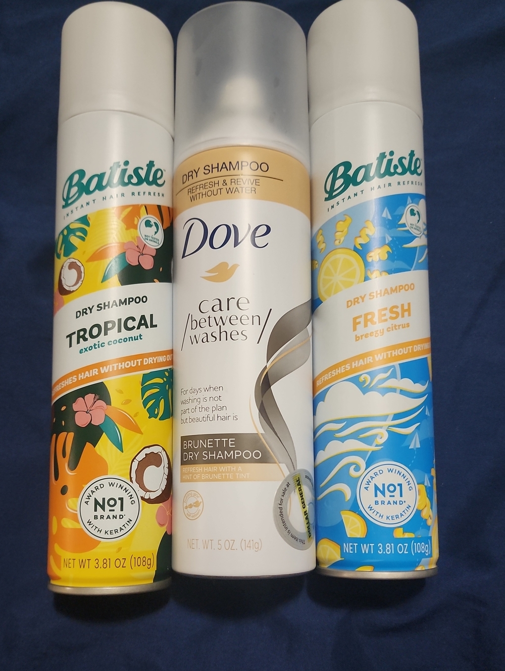 batiste and Dove dry shampoo 3 piece bundle